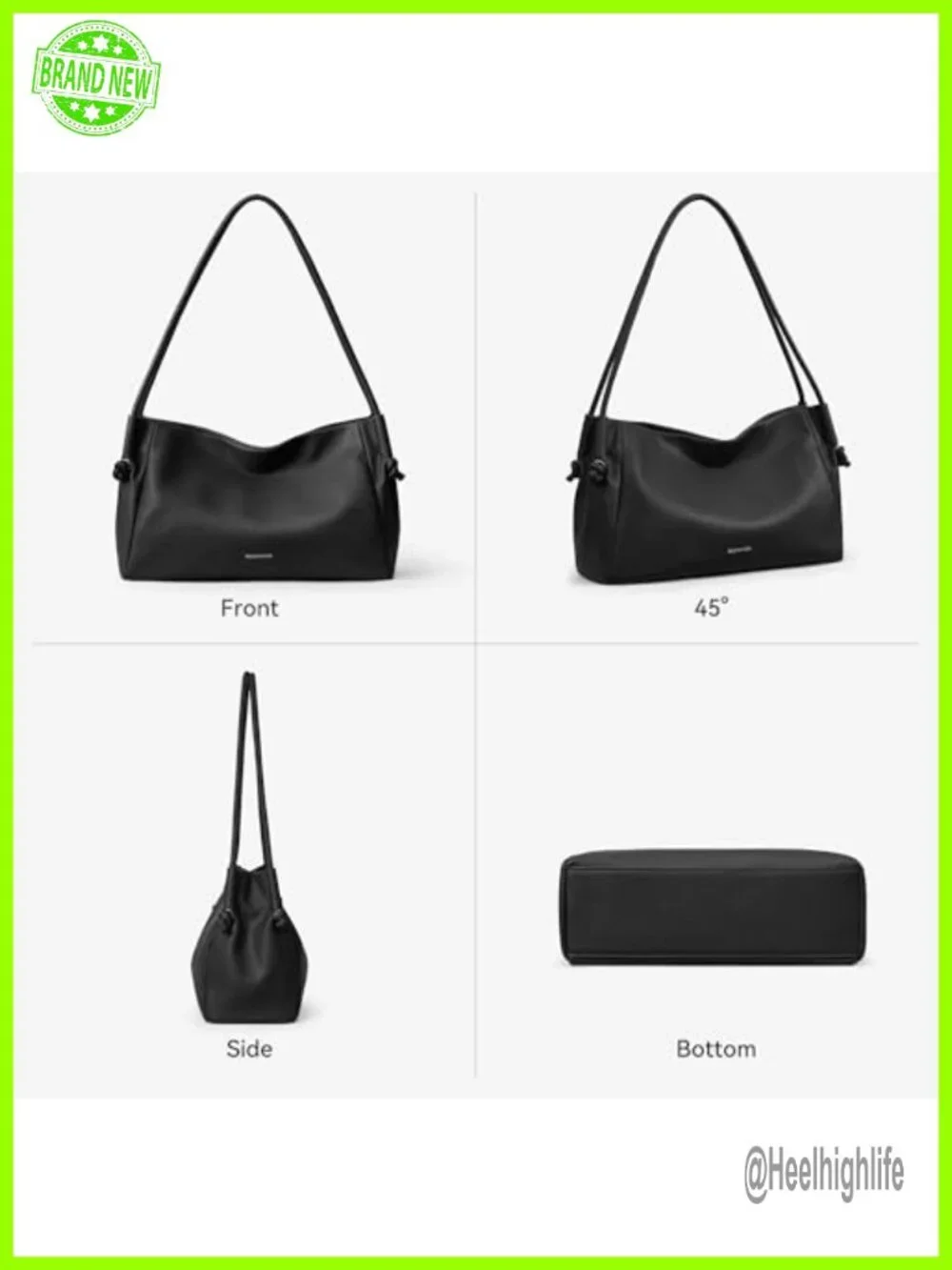Pebbled Vegan Leather Hobo Shoulder Bag Lightweight Multi-Pocket Purse